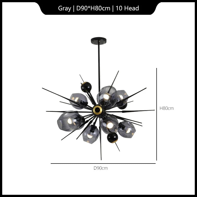 Luxury Glass Ball Chandelier LED Pendant Light for Living Room, Bedroom, and Hotel.