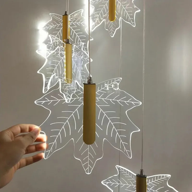 Luxury Maple Leaf Staircase Pendant by - Duplex Villa Chandelier