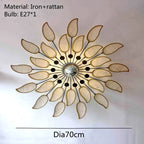 Petal Rattan Wicker Chandelier for Tea House Dining Room