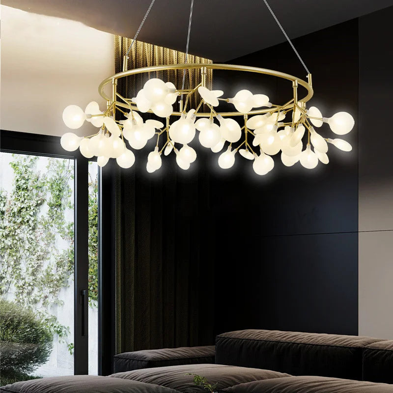 Firefly Nordic Hanging Chandelier, Modern Round Living Room Romantic Lamp