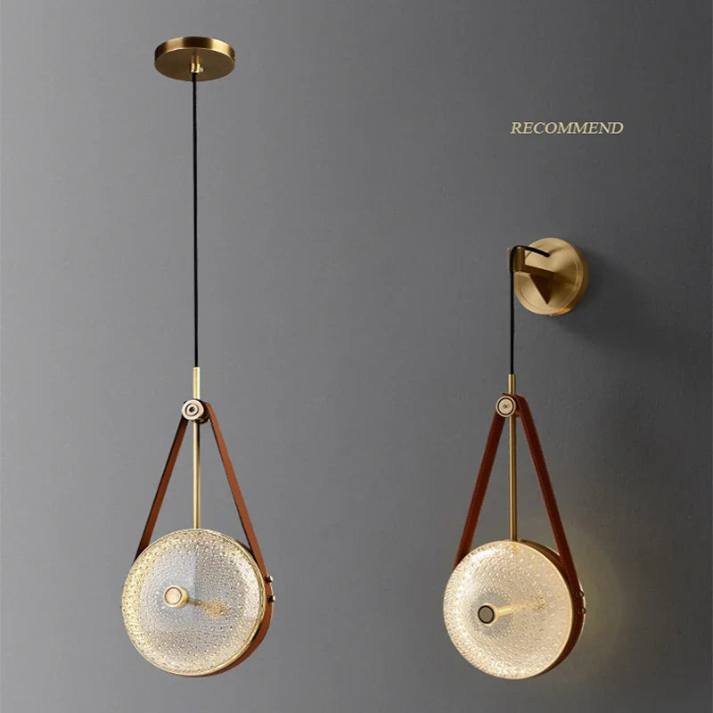 Copper Glass Wall Lamp: Nordic Light Luxury Leather Bedroom Decor