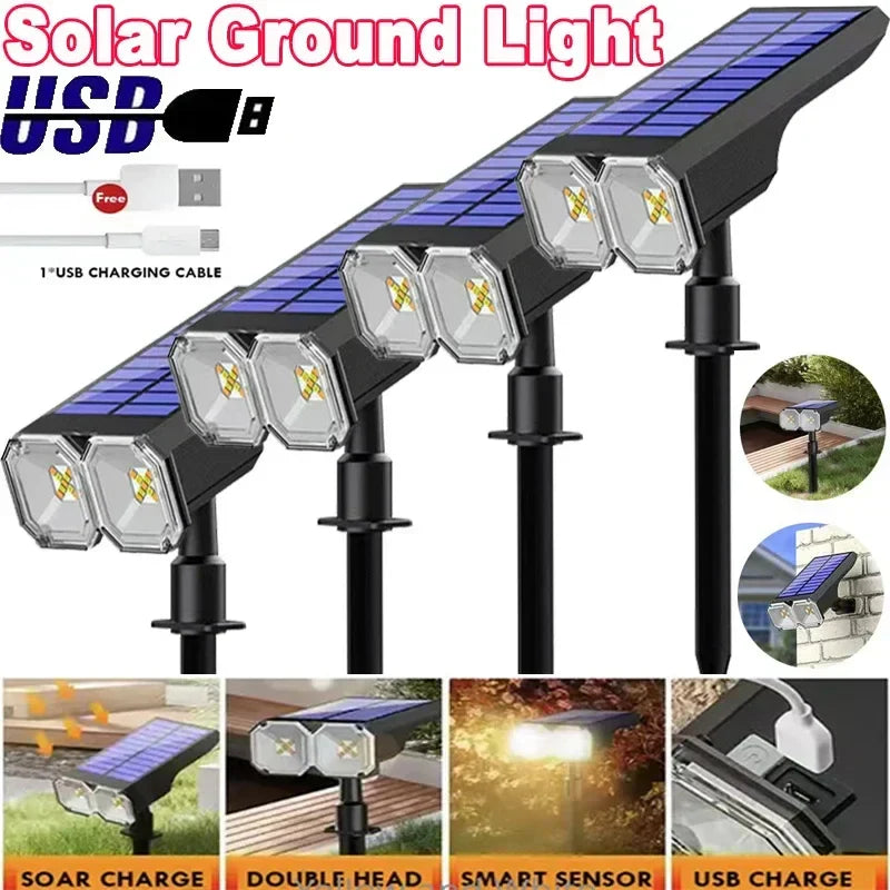 Solar Color Changing LED Outdoor Spot Light - Waterproof Multicolor Landscape Spotlight