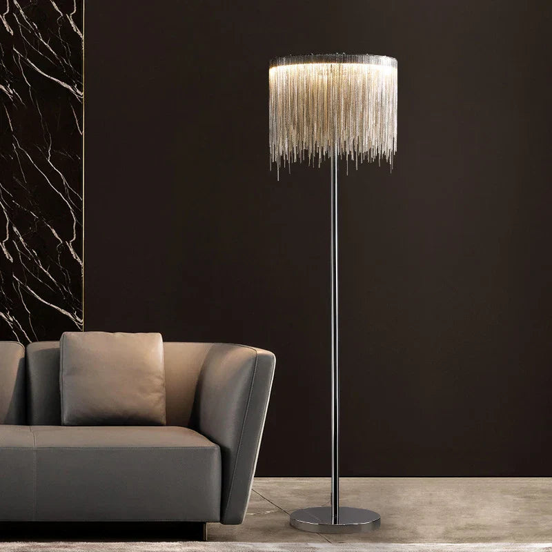Nordic Tassel Aluminum Chain Floor Lamp - Modern Luxury LED Home Decor