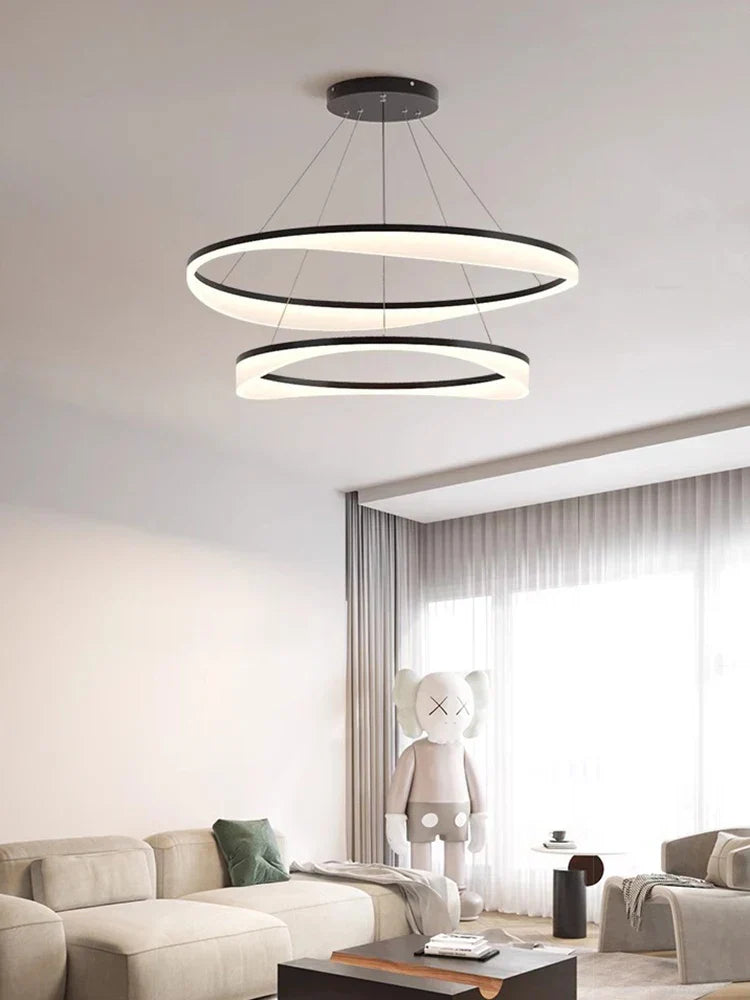 Modern Circle LED Pendant Light Dimmable Chandelier for Living Room Bedroom Décor