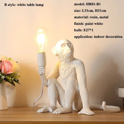 Monkey Resin LED Pendant Chandelier for Nordic Home Decor & Bedroom Lighting