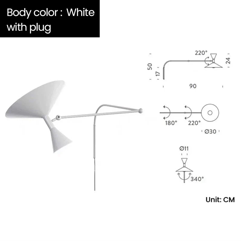 Marseille Adjustable Wall Lamp: Industrial Design Sconce for Living Room and Bedroom