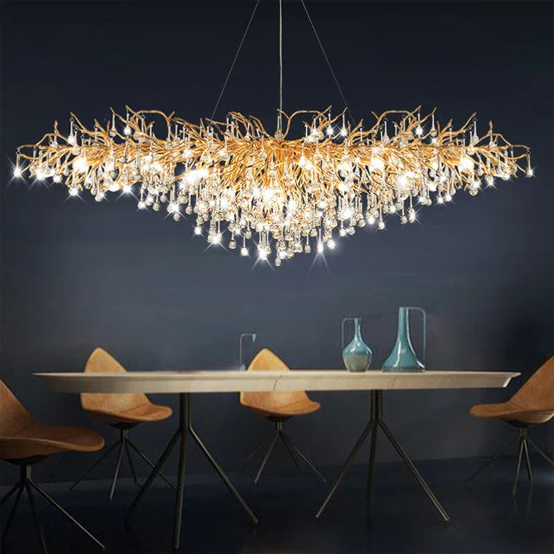 Crystal Tree Branch Chandelier: Luxury LED Pendant Light for Elegant Living Spaces