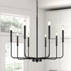 Modern Farmhouse 8-Light Brass & Black Candle Chandelier