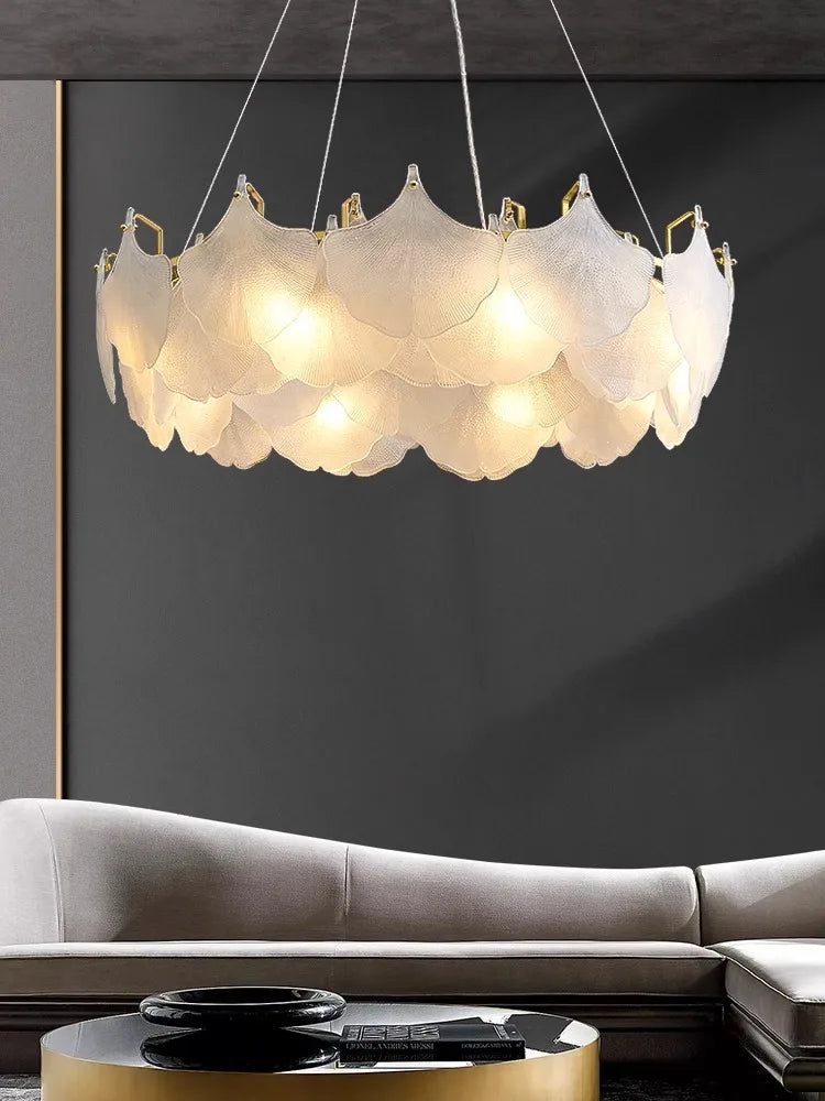 Glass Chandelier LED Circle Pendant Lights for Modern Luxury Living & Dining Decor