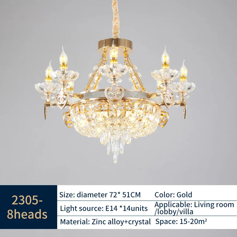 Crystal Luxury Chandelier for European Style Living Room, Bedroom, and Stairwell