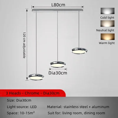 Circular Dining Pendant Chandelier LED Light for Kitchen, Living Room & Bedroom