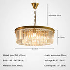 Retro Gold Black Metal Crystal Pendant Lights with LED, Chain Hanging Suspension Loft Lamp