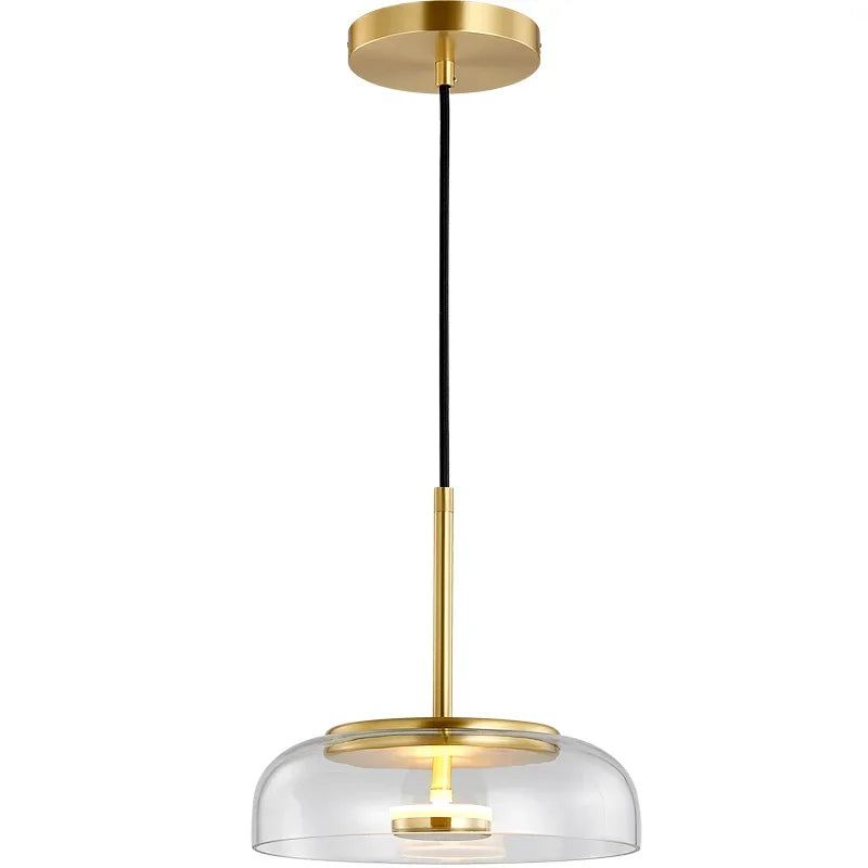 Glass Pendant LED Light Fixture - Modern Minimalist Hanging Lamp for Dining Room