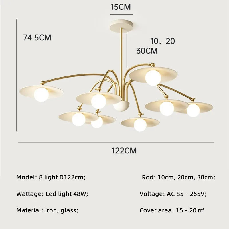 Nordic White Iron LED Chandelier with Hanging Pendant Lighting