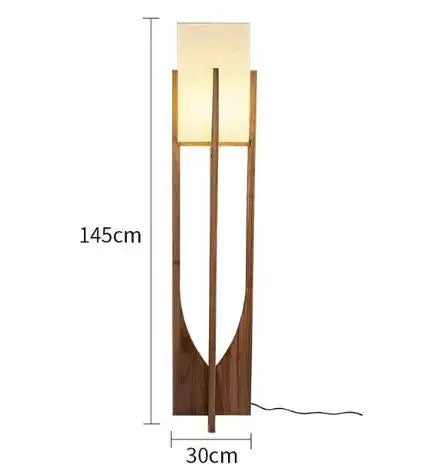 Vintage Wood Floor Lamp for Living Room, Japanese Style Decor Lighting