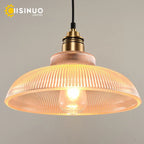 Retro Amber Glass Pendant Lights for Living Room and Bedside, LED E27 Loft Lighting