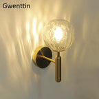 Modern Gold Glass Ball Wall Lamp Sconce for Dining Bathroom Bedroom Lighting