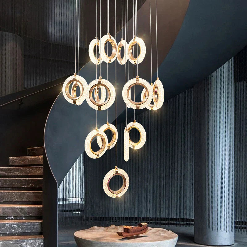 Modern Ring Chandelier for Living Room, Dining Room, Bedroom - Villa Attic Lighting