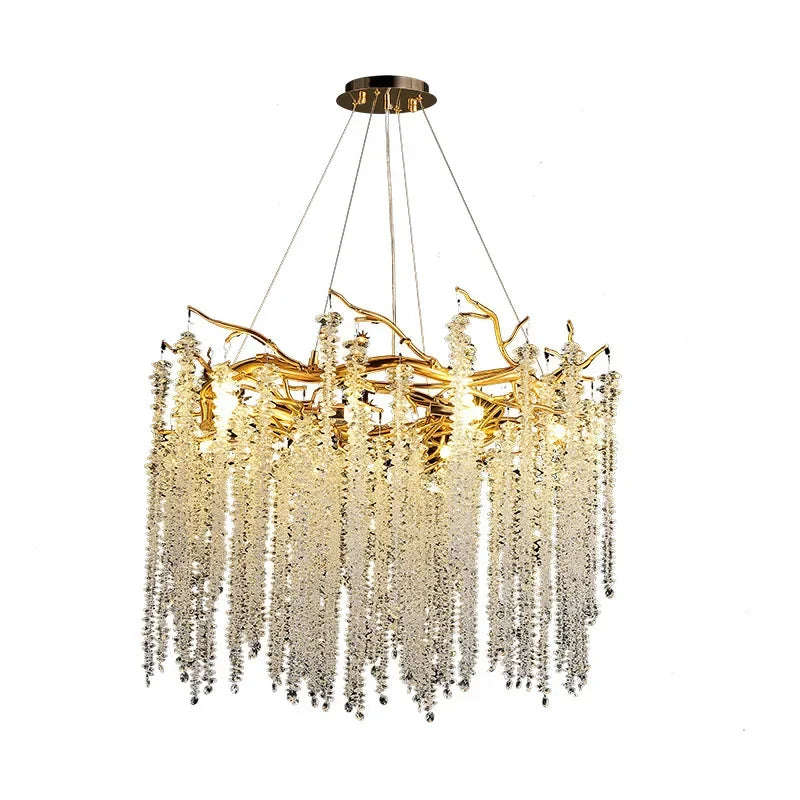 Tassel Crystal Chandelier: Luxury LED Ceiling Pendant for Living, Hotel Hall - Modern Elegance