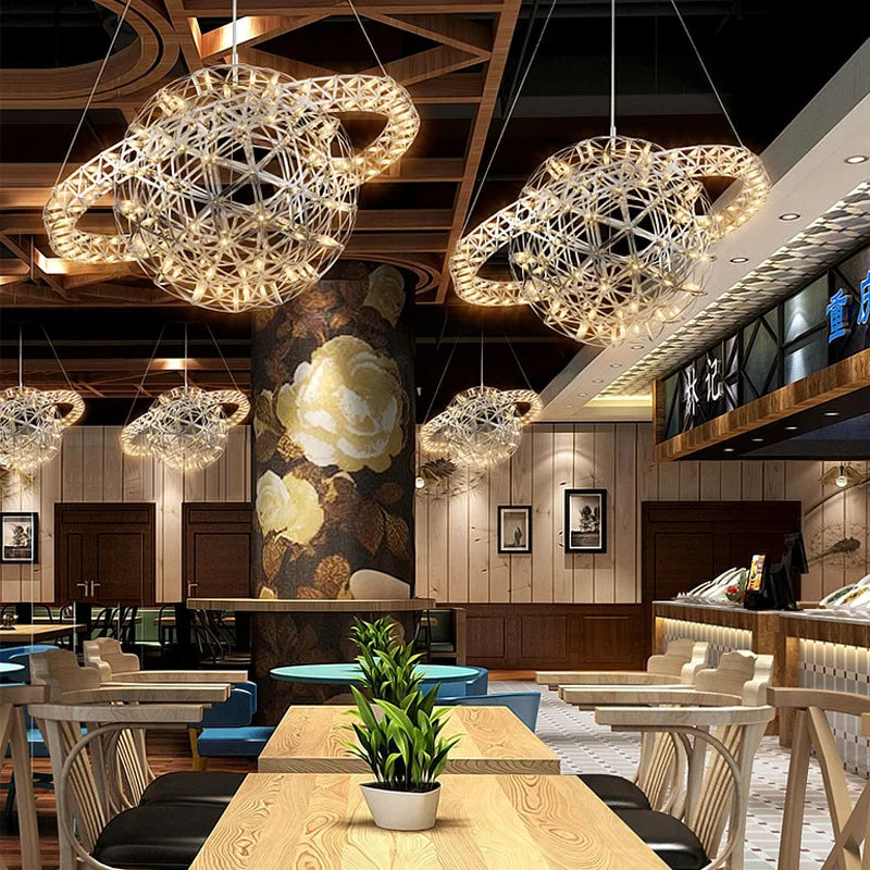 Spark Ball Pendant Chandelier LED Decor Lighting for Home Stainless Steel