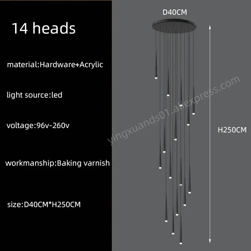 Modern LED Staircase Pendant Chandelier for Living Room Lighting