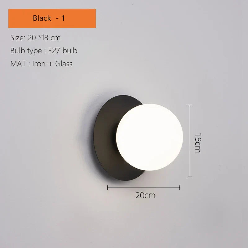 Round Glass Wall Light for Living Room Bedroom Decor