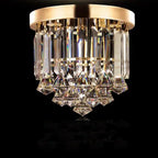 Crystal Round Ceiling Lights: Champagne/Clear Stainless Steel Design for Luxe Spaces