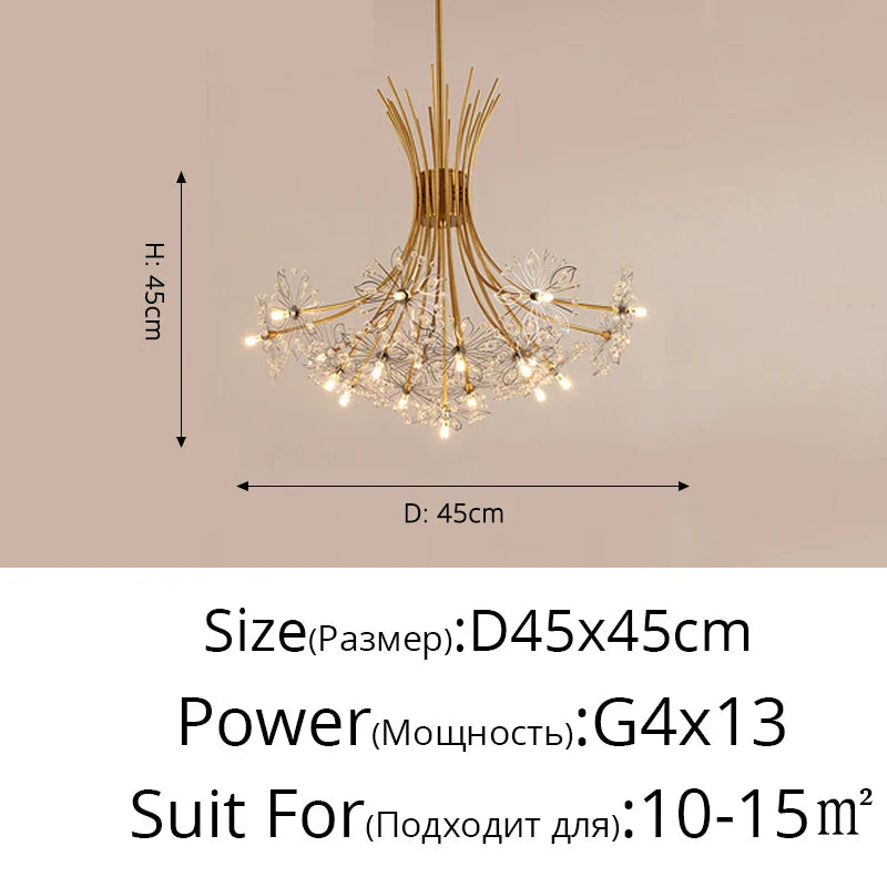 Dandelion Flower Chandelier: Modern LED Living Room Bedroom Indoor Decor Bouquet Lamps