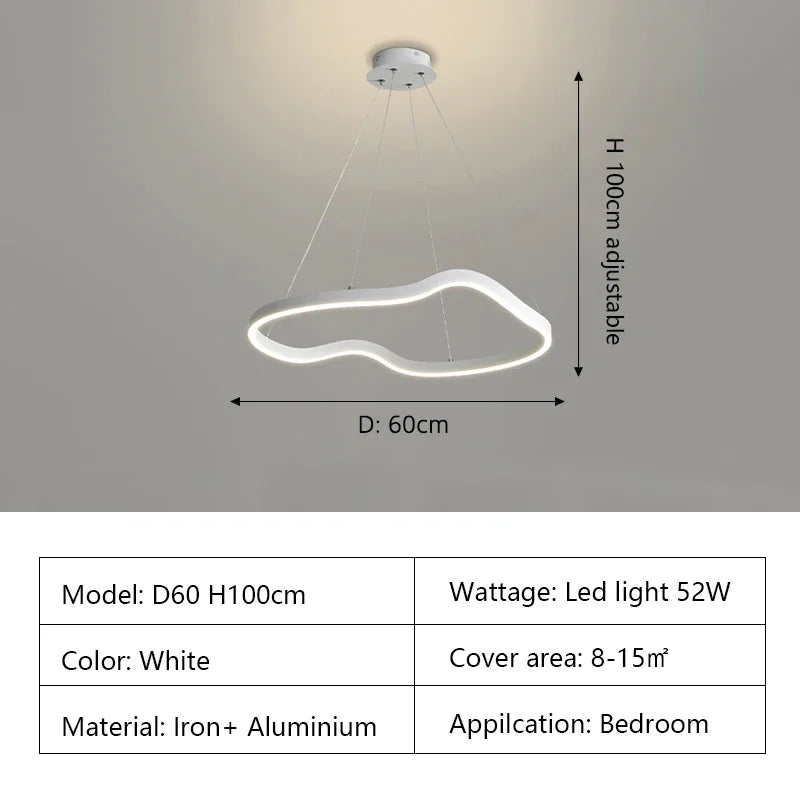 Modern Curve Ring LED Pendant Chandelier for Living Dining Bedroom
