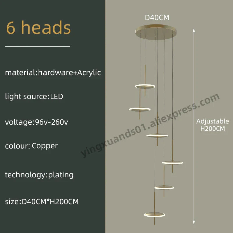 Nordic Black Gold Chandeliers LED Hanging Lamps Acrylic Suspension Loft Pendant Lights