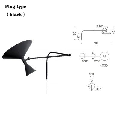 Rotating Horn Wall Lamp for Living Room Bedroom Sofa Bedside
