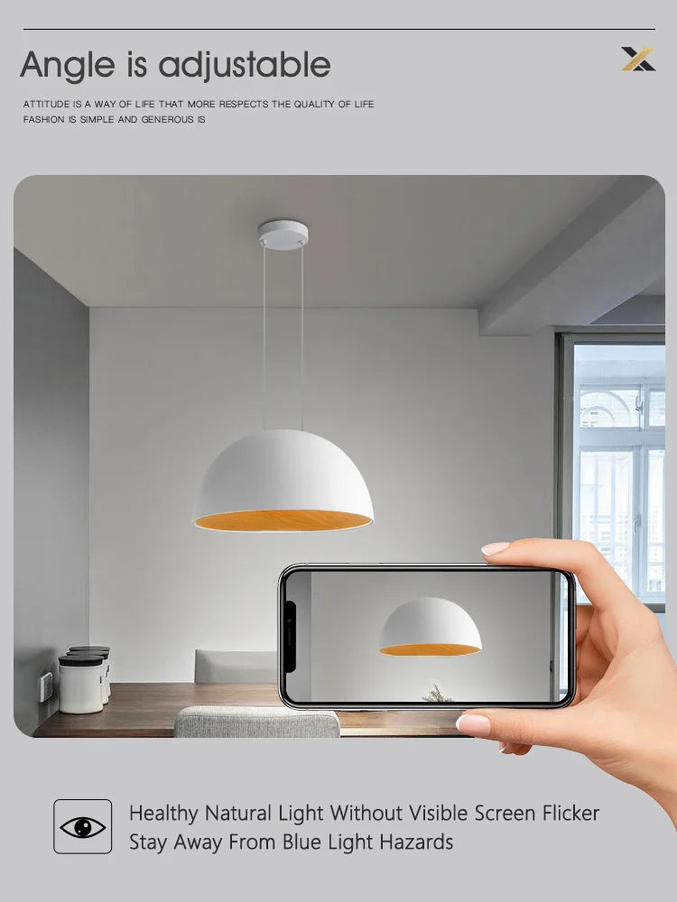 Modern Wood Grain Bedroom Chandelier Light for Dining Room & Round Table