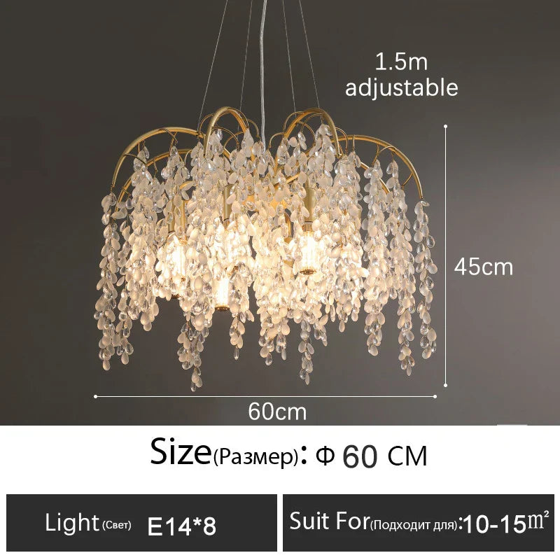 Crystal Led Chandelier Golden Luxury Living Room Ceiling Lamp