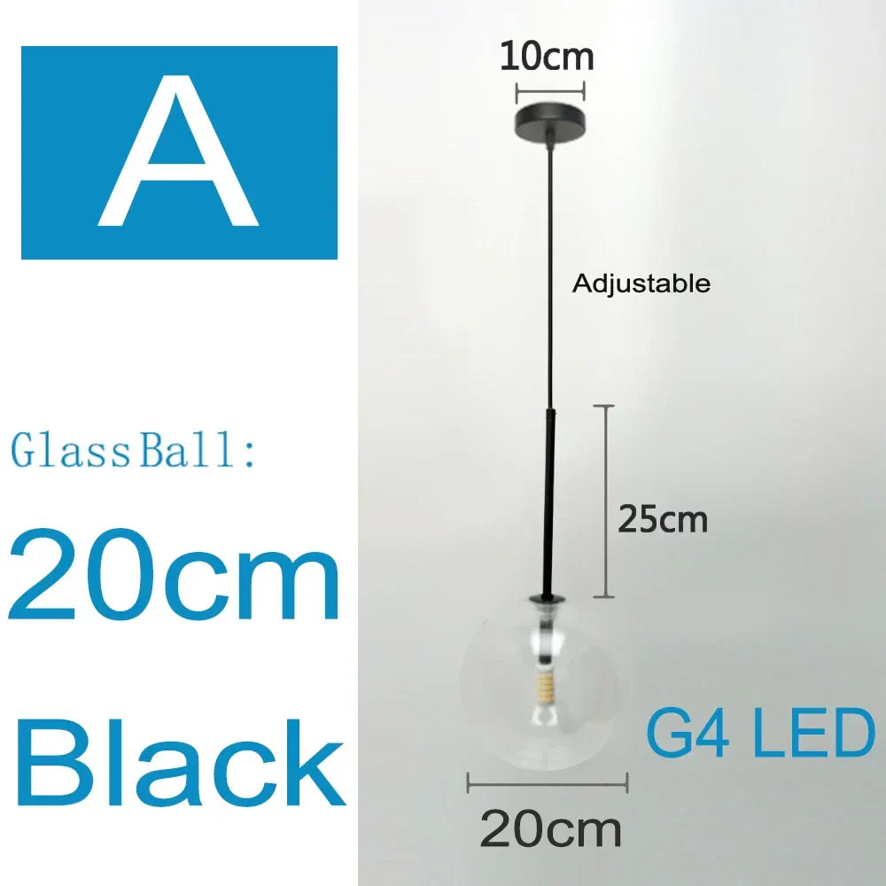 Clear Glass Chandelier Pendant Light Vintage Nordic Glass Ball Hanging Lamp