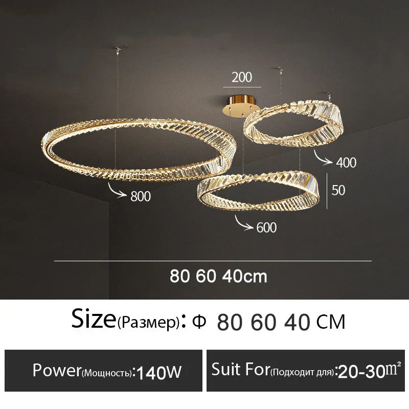 LED Crystal Chandelier Dimmable Luxe Halo Alloy Fixture