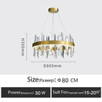 Luxury Crystal Dimmable Round Chandelier - Glossy LED Lighting