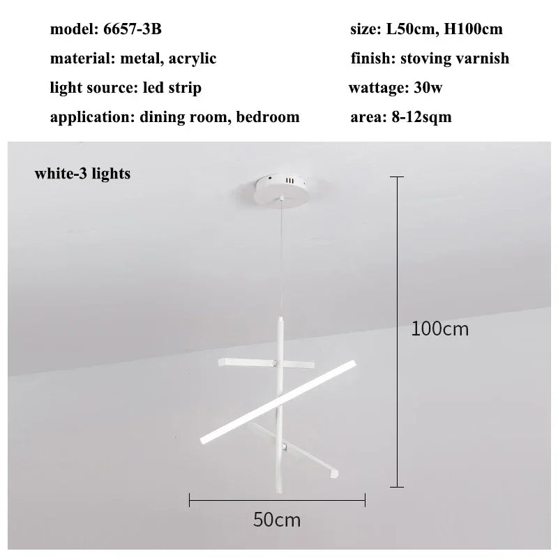 Modern Nordic Stripes LED Pendant Chandelier for Living, Dining, Bedroom & Loft