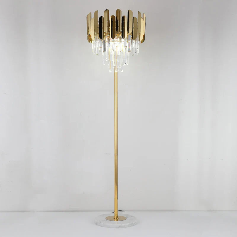 Crystal Gold Floor Lamp for Bedroom & Living Room - Modern Luxury LED Light