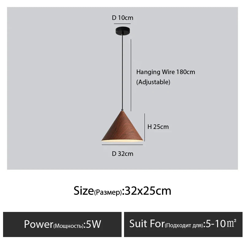 Nordic Wooden Pendant Lamp Multi Head Hanging Light for Dining Table and Living Room