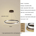 Modern LED Dimmable Chandelier Suspend Lighting, Aluminium Circle Ring Pendant Lights