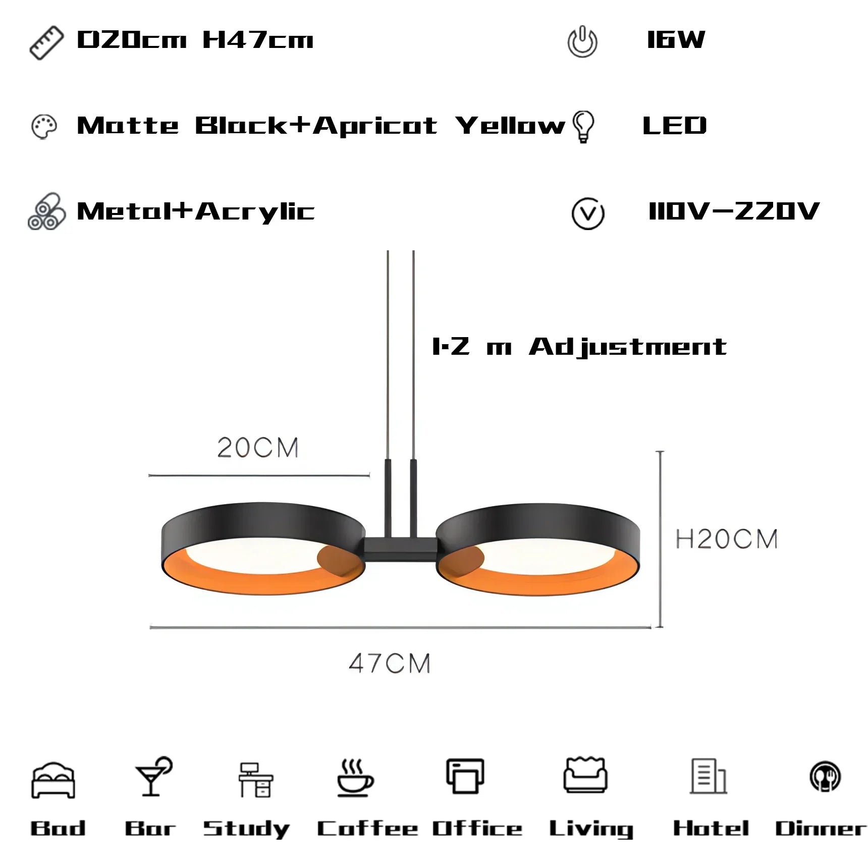 Metal Acrylic Modern Pendant Chandelier LED Light for Living Room Wall Decor