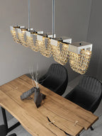 Crystal Pendant Light for Ceiling and Dining Room Decor - Luxe Stainless Steel Chandelier