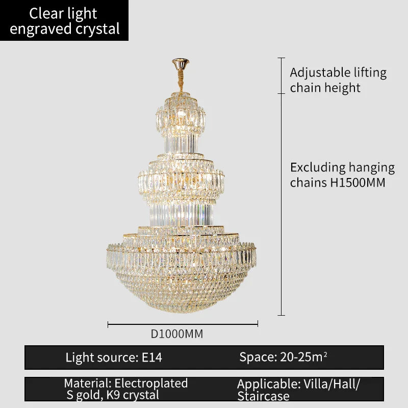 Crystal Chandelier: Elegant Lighting for Home, Villa, Hotel Lobby