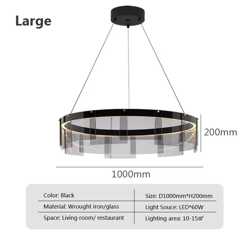 Smoky Glass LED Pendant Chandelier for Dining Living Bedroom Lighting