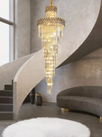 Crystal Chandelier Spiral Staircase Luxury Lighting