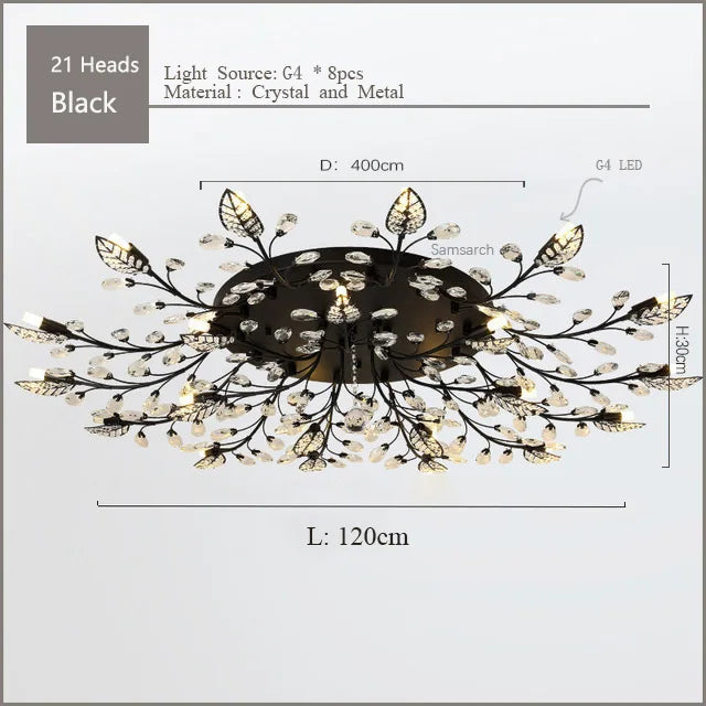 Crystal Ceiling Chandelier LED Fixture Lights for Living Room Bedroom by Samsarah Lighting