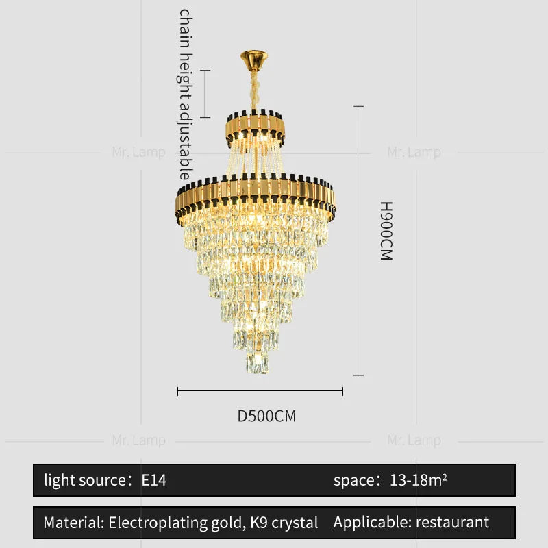 Crystal Chandelier: Modern Luxury for Duplex Villa, Hotel, Club, and Banquet Hall