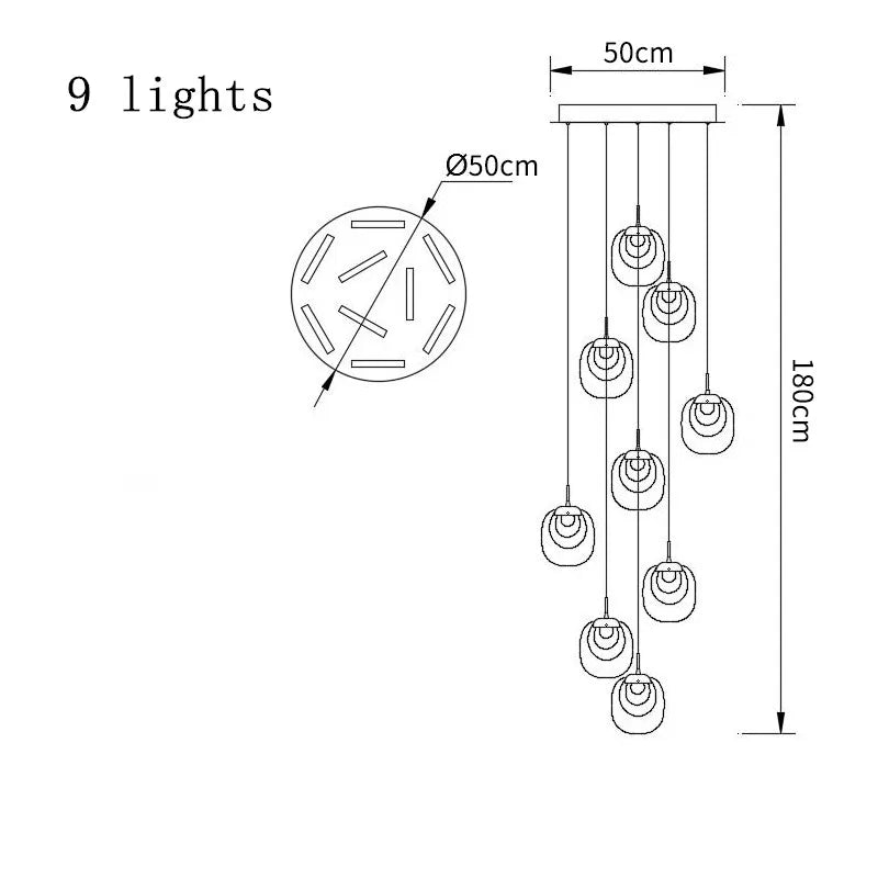 Luxury LED Crystal Chandelier for Staircase, Creative Living Room Lighting