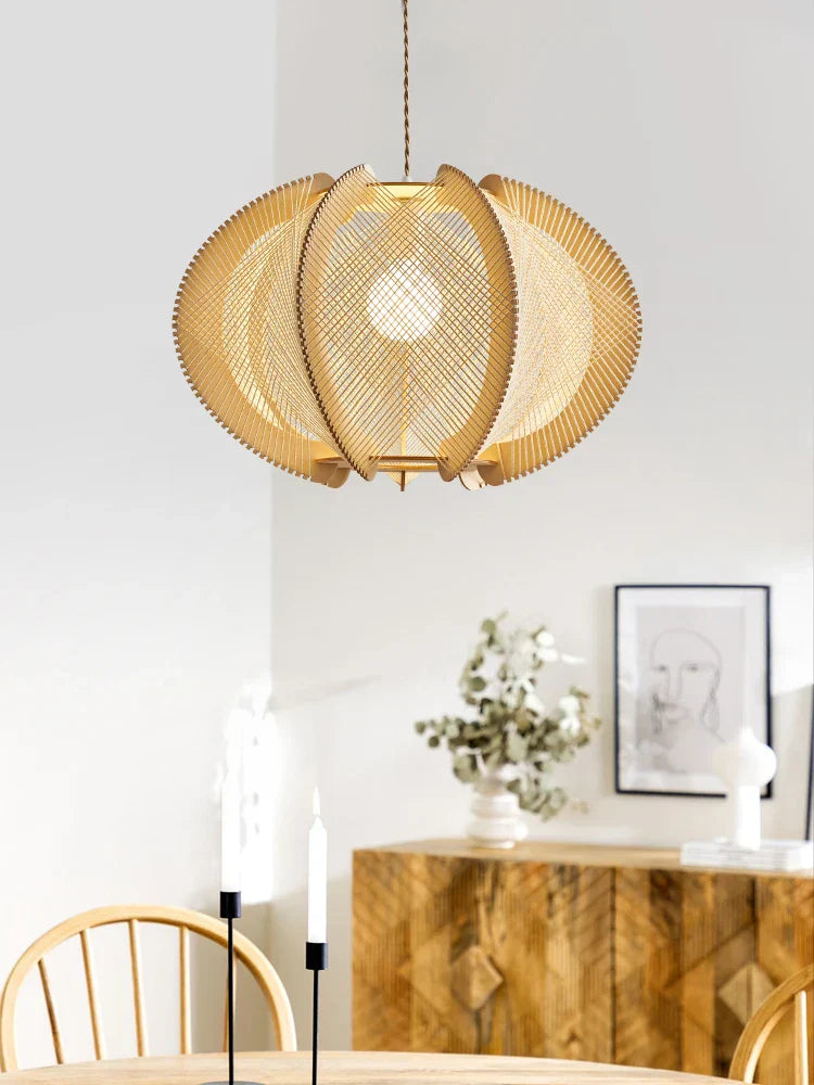 Wabi Sabi Hemp Rope Wood Chandelier Pendant Lights for Living Room Bedroom