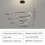 Modern Curve Ring LED Pendant Chandelier for Living Dining Bedroom